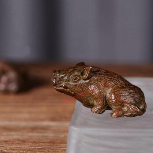Exquisite Wangcai dog, hand-made retro pure copper solid tea pet, domineering tea ceremony small ornaments