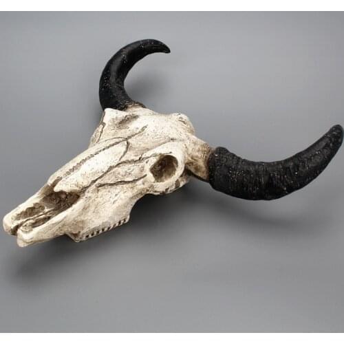 Cow Horn Decoration Retro Animal Bones one piece resin statue wall [sculpture ] nordic decoration home artware