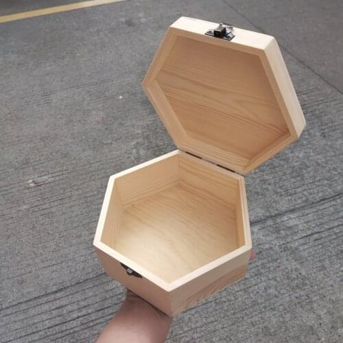 Small hexagonal wooden jewelry Desktop Storage Box(A145)