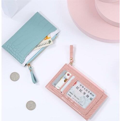 Fashion Women PU Leather Alligator Pattern Card Holder Casual Ladies Contrast Color Wallet ID Card Mini Coin Purse