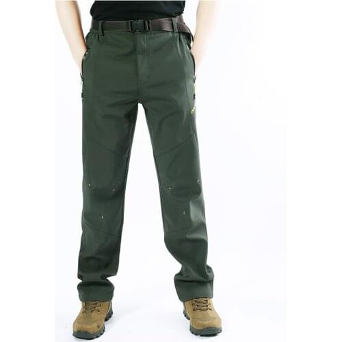 Mens WaterProof Pants Pocket Winter Warm Cargo Climbing trousers Thermal Fleece Men Male Casual Clothing Mens Male Bottoms