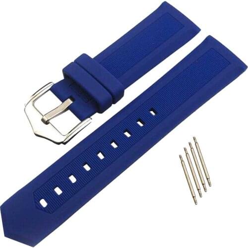 Soft Silicone Waterproof Rubber Watchband Strap Belt 19/21/24mm + 4 Spring Bar