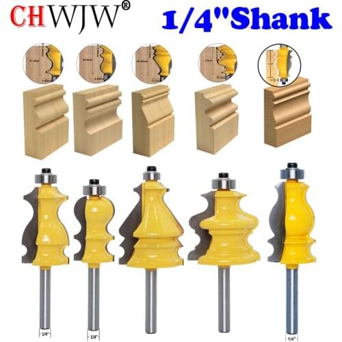 CHWJW 5PC 1/4" Shank Casing & Base Molding Router Bit Set