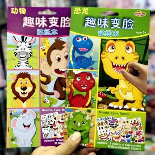 Children Kids DIY Stickers Reusable Creation Educational Toys Girls Boys Assemble Puzzle Games Cartoon Animal Princess Stickers