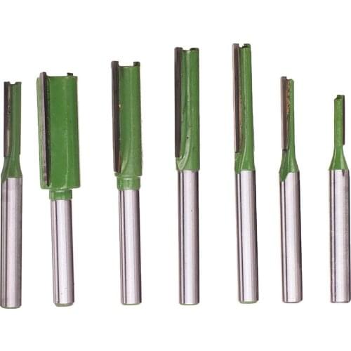 New 7pcs 6mm Shank Single Double Flute Straight Bit Milling Cutter Wood Tungsten Carbide Router Bit For Hand Making
