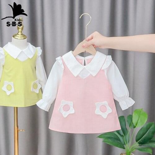 Baby Girls Spring and Summer 2021 New Arrival Cotton Long-sleeved Stitching Dress Baby Outer Wear All-match Princess Dress