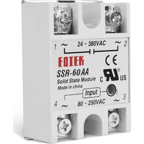 Single Phase SSR Solid State Module Relay AC-AC 40A 60A 80A 100A Actually Voltage 80-250V 220V with Transparent Protection Cover