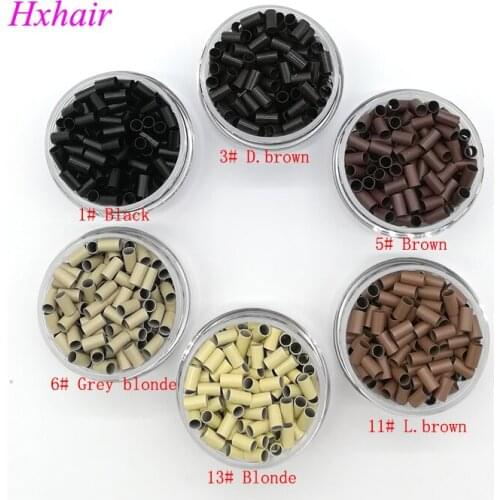 Wholesale - 1000pcs 3.5mm Copper Tube Micro Rings / Links Beads / Black D-Brown Brown L-Brown D.blonde Blonde