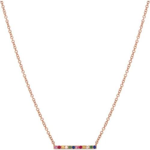 New arrival 2019 Bar Pendant Necklace 925 sterling silver chain Colorful zirconia Necklace Jewelry
