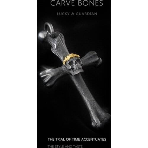 CARVE BONES[King of Glory and Power]18K Gold Silver Double Skeleton Fashion Luxury Cross Pendant