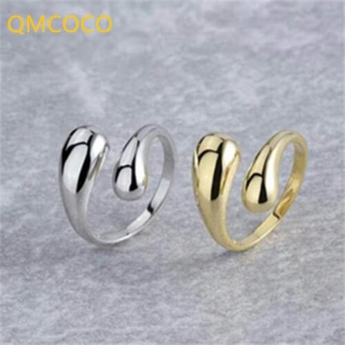 QMCOCO Minimalist 925 Sterling Silver Water Drop Rings For Women Couples Engagement Jewelry New Trendy Party Accessories Gift