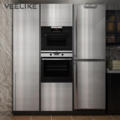 Self Adhesive Metal Style Wallpapers for Cabinet Refrigerator Refurbish Kitchen Decoration Accessories Oil-proof Wall Stickers