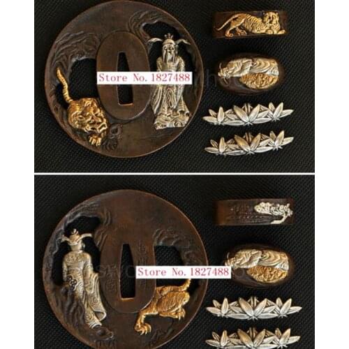 TOP Quality Brass Sword Accessories for Japanese Samurai Sword Katana Metal Craft Tsuba Menuki Fuchi Kashira Fittings