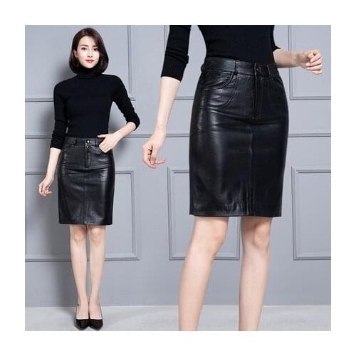 2019 New Fashion Genuine Sheep Real Leather Skirt K38