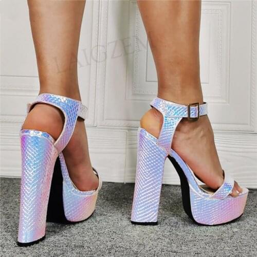 SEIIHEM Platform Sandals Ankle Strap Chunky Heels Open Toe Pumps Party Sandalia Female 2021 Shoes Women Large Size 43 45 46 47