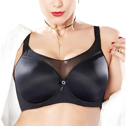 Plus Size Women Full Coverage Underwire Smooth Full Figure Comfortable Minimizer Bra Push Up Lingerie 34 36 38 40 42 44 46 D E