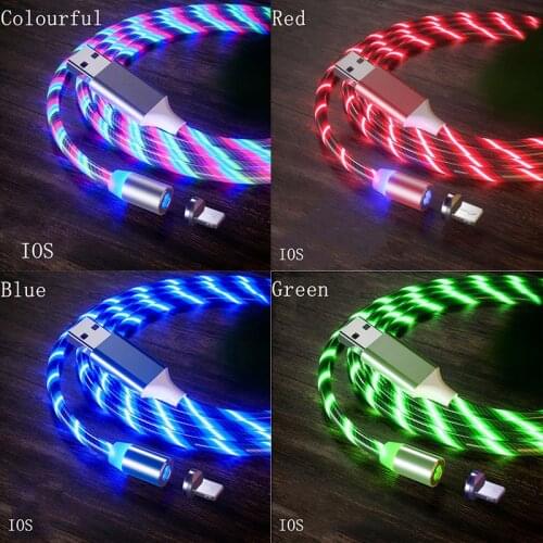 1M Magnetic Cable Flowing Light LED USB Cable Charging Cable For iPhone Charger Cable usb c cable mobile phone accessories