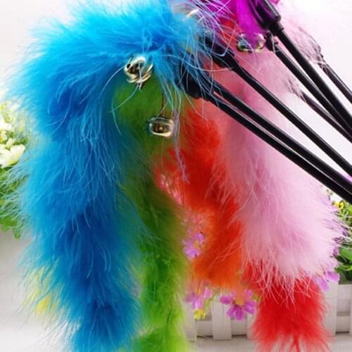 1PCS Cat Interactive Toy Stick Feather Wand With Small Bell Mouse Cage Toys Plastic Artificial Colorful Cat Teaser Toy Supplies