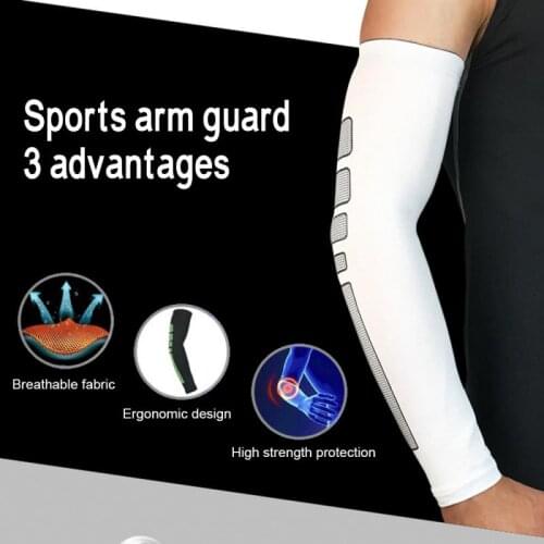1Pcs Breathable Quick Dry UV Protection Running Arm Sleeves Basketball Elbow Pad Fitness Armguards Sports Cycling Arm Warmers FR