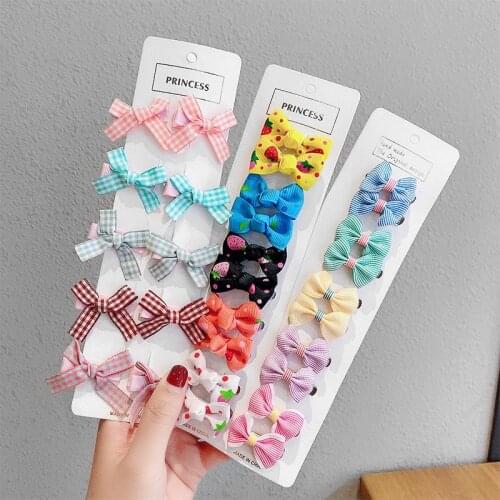 10pcs Hair Accessories For Women Hair Bows For Girls Hairpin Barrettes Cute Baby Clips Dot Plaid Kids Hair Decoration Girls Gift