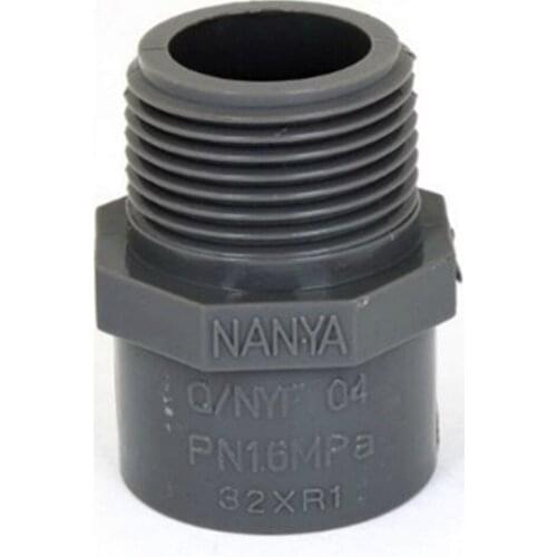 32mm Male Thread PVC Straight Pipe Tube Adapter Connector Replacement Gray