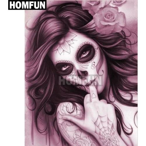 HOMFUN Full Square/Round Drill 5D DIY Diamond Painting "Painted girl flower" Embroidery Cross Stitch 3D Home Decor Gift A00001