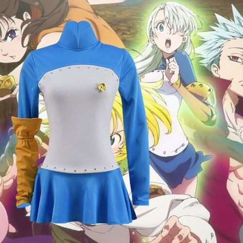Anime Comic The Seven Deadly Sins Revival of the Commandments Cosplay Costumes Liones Elizabeth Cosplay Costume Blue Dresses