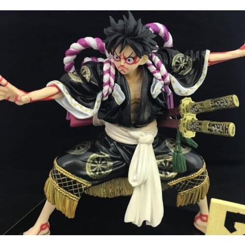 Anime One Piece Monkey D Luffy Kimono Kabuki Black Color Edition PVC Action Figures Collection Model Toys