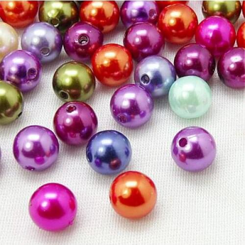 PANDAHALL 500g (Approx 170pcs) 18mm Colorful Round Mixed Color Acrylic Beads Imitation Pearl Style Spacer Bead Decor Hole: 2mm