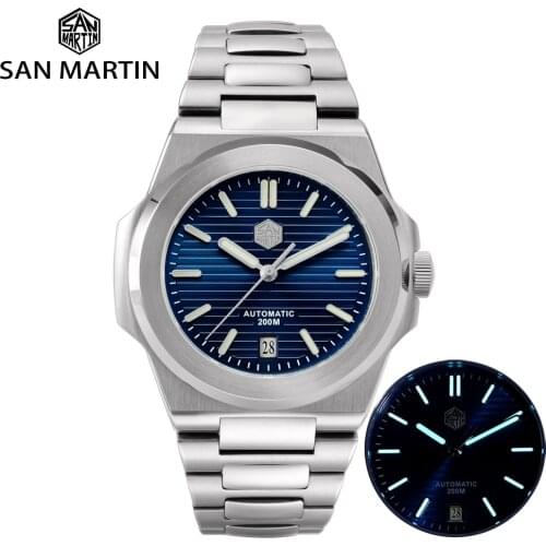 San Martin Diver Luxury Mechanical Men Automatic Watch Sapphire Crystal Stainless Steel 20Bar BGW-9 Luminous Retro Classic Watch