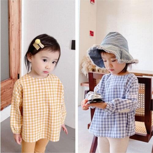 Childrens Clothing Spring Autumn New Baby Girls Shirts Korean Casual Loose Plaid Blouse for Girl Toddler Kids Lomg Sleeve Shirt