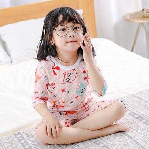 Kids Summer Clothing Sets For Boys Girls Cotton Half Sleeved Pajamas Clothes For 2 4 6 8 10 Years Pyjamas Kids Sleepwear Clothes