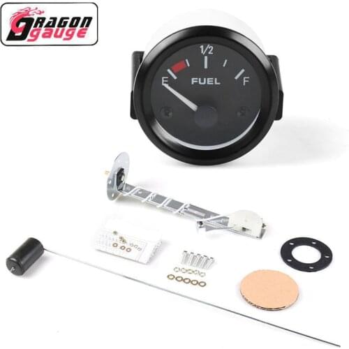 「DRAGON」2" 52mm Fuel Level Gauge Car Meter With Fuel Float Sensor White LED Light Factory Sales Automotive Gauge for 12V Car