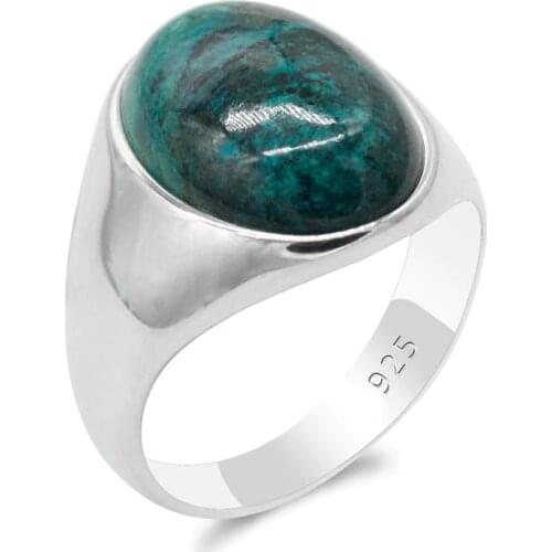 New Mens Ring with Natural Phoenix Stone for Women Jewelry 925 Sterling Silver Vintage Simple Turkey Wedding Anniversary Rings