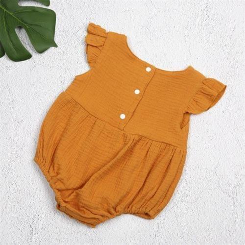 Newborn Infant Kids Baby Girls Romper Flare Sleeve Orange Jumpsuit Clothes Outfits 0-24M
