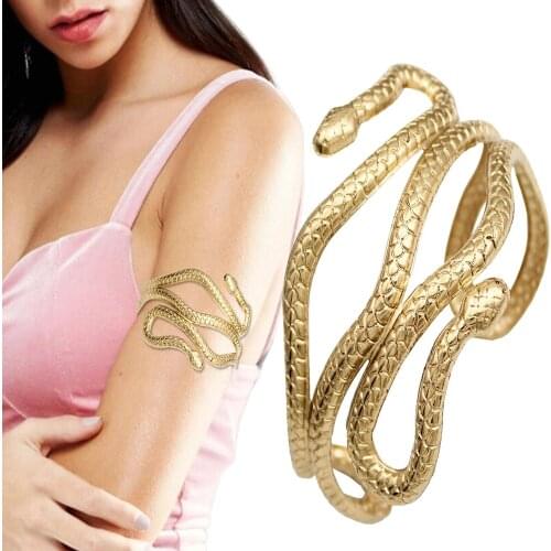 Retro Gold Greek Roman Laurel Leaf Snake Bracelet Armband Upper Arm Cuff Armlet Festival Bridal Belly Dance Jewelry