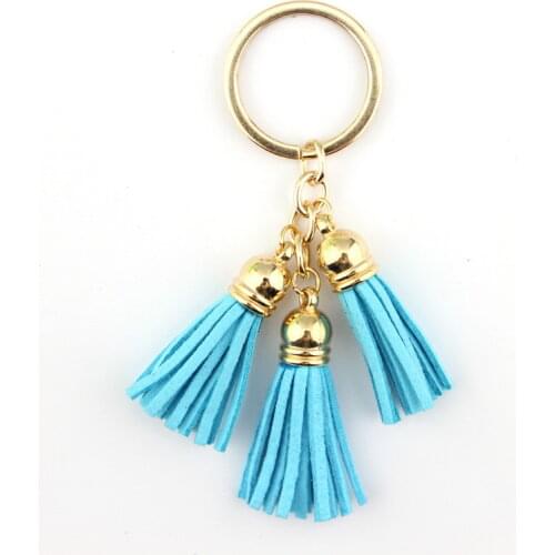 Free Shipping 2020 Fashion Jewelry Cute Women Key Chain key Leather Superfine Fiber Triple Tassel Keychains Key Ring Car Key