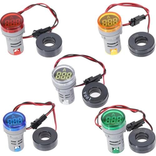 22mm Mini Indicator Led Light Lamp Digital Voltmeter Voltage 20-500V Amp Meter 0-100A AC101-22AM