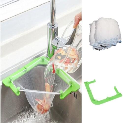 Multifunctional Triangle Drainage Rack Sink Leftovers Vegetable Filter Hanging Net Drain Basket Kitchen Tools Sink Filter Shelf