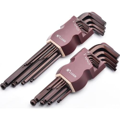 9pcs 1.5mm - 10mm Hexagon Metric Allen Hex Key Wrench Tools set imbus Matte Chrome Ball End Spanner set Screwdriver Tool Kits
