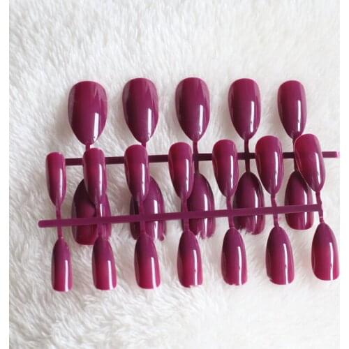 2020 24pcs Solid color pointed hand finger false nail.Fashion must be Fresh dark rose C205