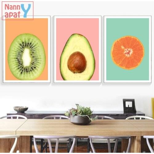 Colorful Orange Kiwi Avocado Wall Art Canvas Painting Nordic Posters And Prints Wall Pictures For Living Room Kitchen Decoration