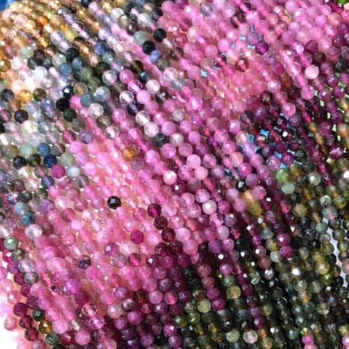 Small Beads Natural Stone Beads Natural Rainbow Tourmaline 3mm Section Loose Beads for Jewelry Making Necklace DIY Bracelet