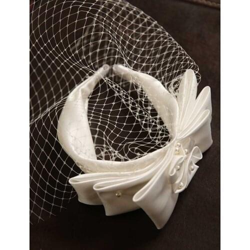 2021 New French Satin Mesh Headband Bridal Headdress Hair Accessories