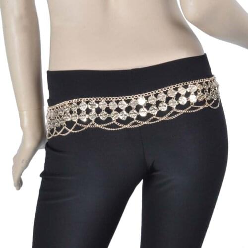 Newest Belly Dance Costumes Accessories Coins Tribal Hip Scarf Belly Dancing Waist Chain Small Coins Gold/silver 2 Colors