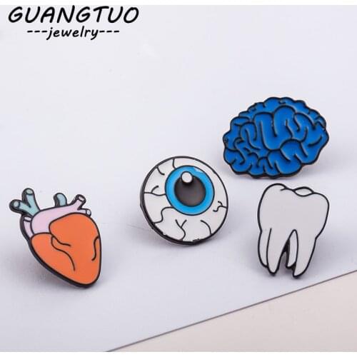 New Fashion Human Organs Brooch Brain Eyes Tooth Brooches Korean Clothing Bags Decoration Pin Badges Jewelry Accessories YB002