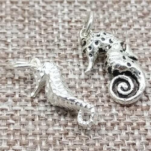 925 Sterling Silver Seahorse Sea Horse Charms Pendants for Ocean Beach Bracelet Necklace