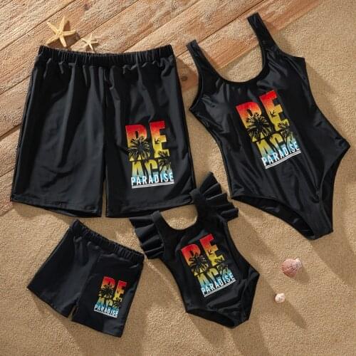 PatPat Family Look Letter Print One-piece Matching Swimsuits