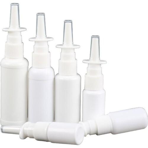 5ML 10ml 15ml 20ml 30ml 50ml Empty Oral Nose Fine Mist Atomizer Nasal Liquid Packaging PE White Plastic Spray Bottle 50pcs