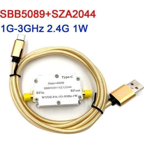 SBB5089 + SZA2044 1GHZ TO 3Ghz 2.4GHZ 1W Microwave RF power amplifier 30DB FOR 2.4G wifi Jammer SDR Ham Radio AMP TYPE-C